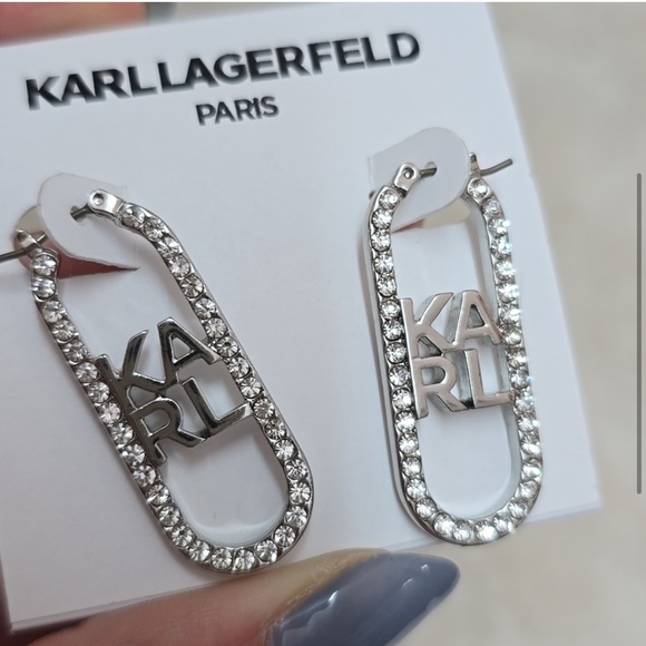 Karl Lagerfeld Silver Crystal Earrings - Picture 10 of 10